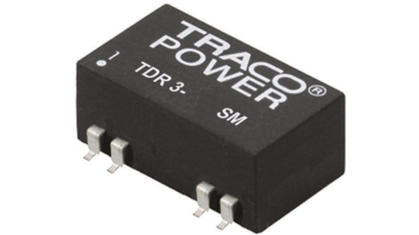 TRACOPOWER TDR 3SM Isolated DC-DC Converter, 15V dc/ 200mA Output, 9 → 18 V dc Input, 3W, Surface Mount, +85°C