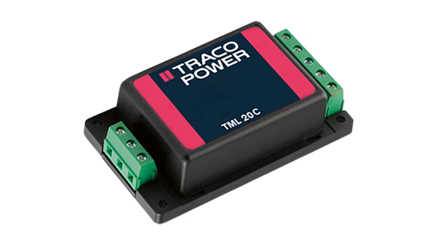 TRACOPOWER Switching Power Supply, TML 20215C, ±15V dc, 667mA, 20W, Dual Output, 100 → 375 V dc, 90 → 264