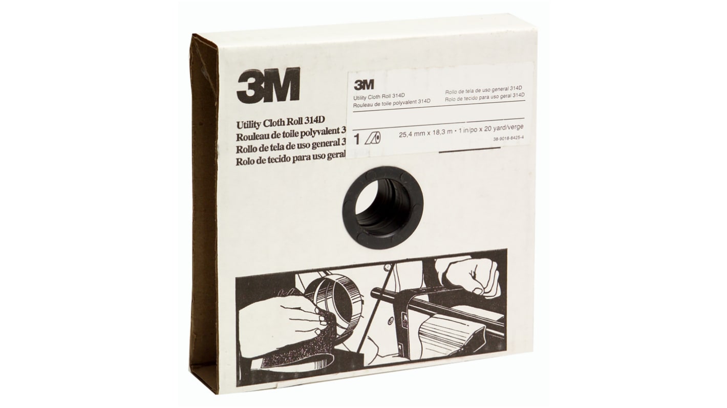 3M 314D P100 Grit Fine Sandpaper Roll, 25m x 25mm