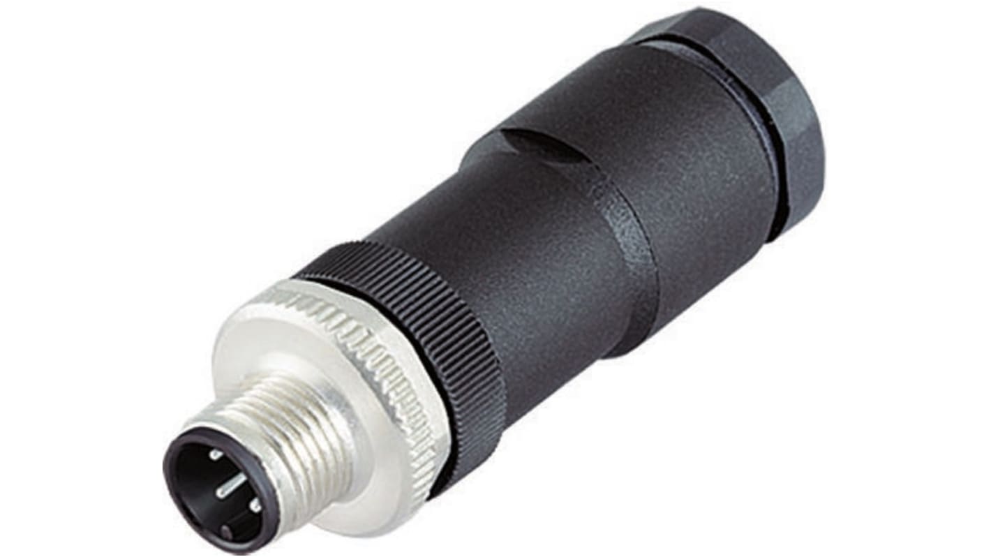 Binder Circular Connector, 4 Contacts, Cable Mount, M12 Connector, Plug, Male, IP67, 713 Series