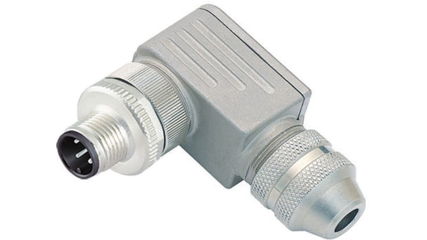 binder Circular Connector, 4 Contacts, Cable Mount, M12 Connector, Plug, Male, IP67, 713 Series