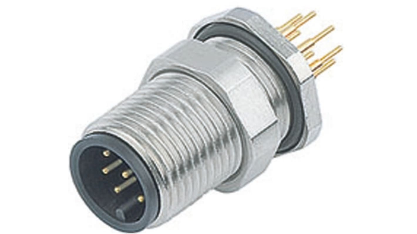 Binder Circular Connector, 12 Contacts, Panel Mount, M12 Connector, Plug, Male, IP67, 713 Series