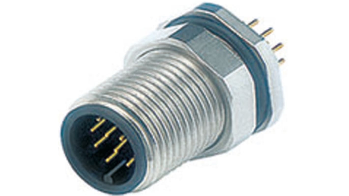 Binder Circular Connector, 12 Contacts, Panel Mount, M12 Connector, Plug, Male, IP67, 713 Series