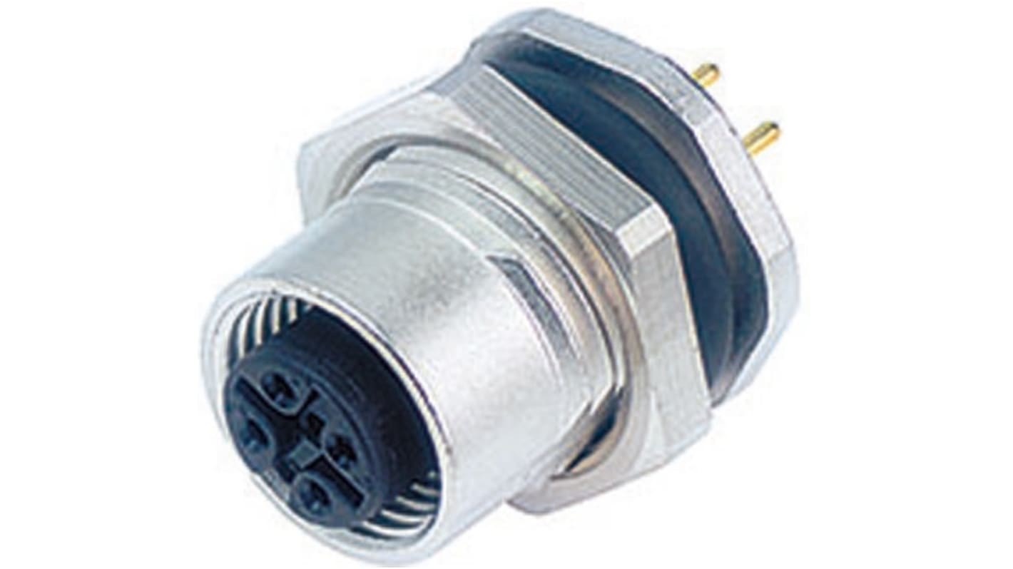 binder Connector, 5 Contacts, Panel Mount, M12 Connector, Socket, Female, IP67, 713 Series