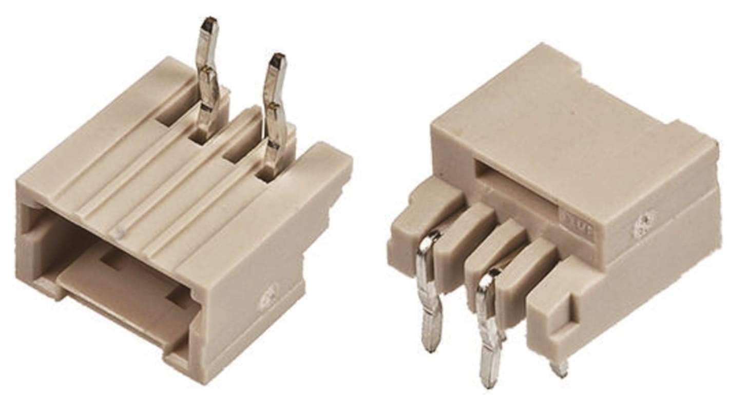 TE Connectivity 292227 Series Right Angle Surface Mount PCB Header, 2 Contact(s), 1.5mm Pitch, 1 Row(s)