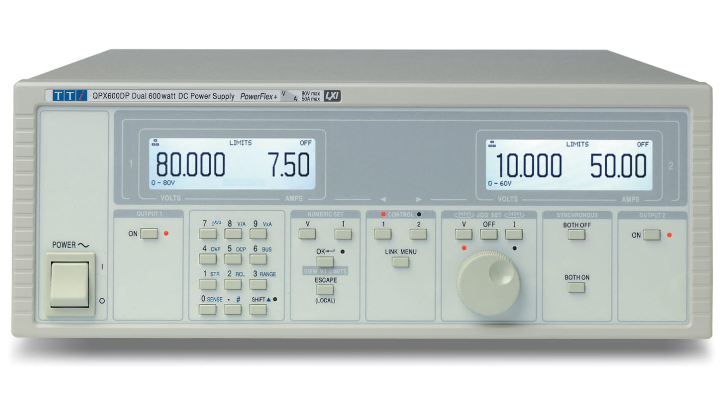 Fuente de alimentación Aim-TTi QPX600DP, calibrado UKAS, 2 salidas, 0 → 80V, 0 → 50A, 600W