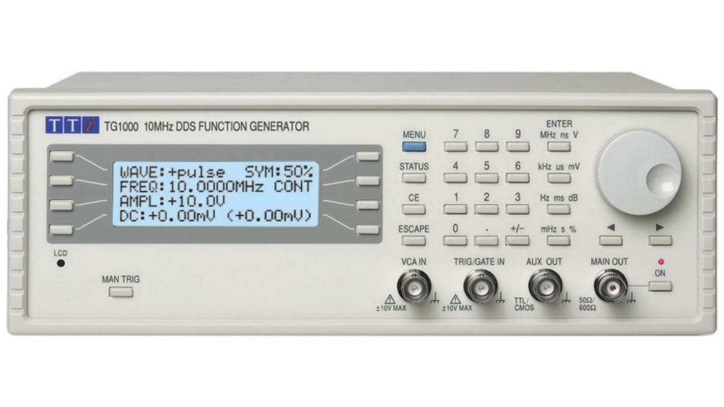 Aim-TTi TG1000 Function Generator, 1mHz Min, 10MHz Max, FM Modulation, Variable Sweep - RS Calibration