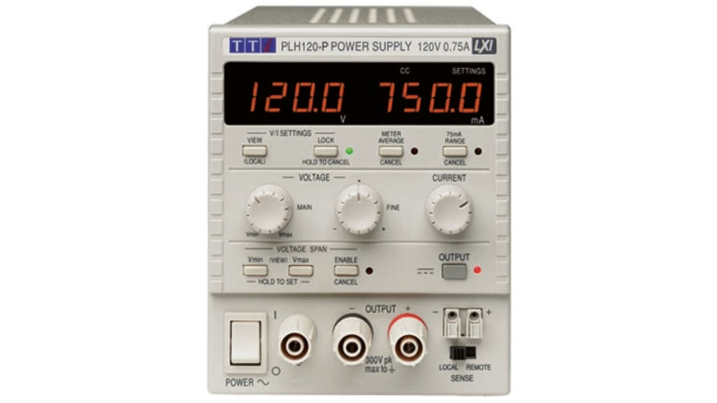 Aim-TTi PL-P Series Digital Bench Power Supply, 0 → 120V, 0 → 750mA, 1-Output, 90W - UKAS Calibrated