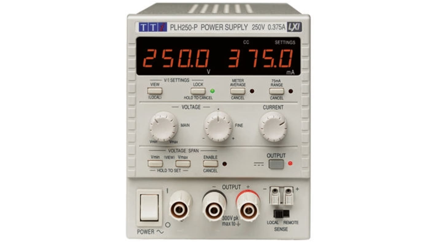 Aim-TTi PL-P Series Digital Bench Power Supply, 0 → 250V, 0 → 375mA, 1-Output, 94W - RS Calibrated