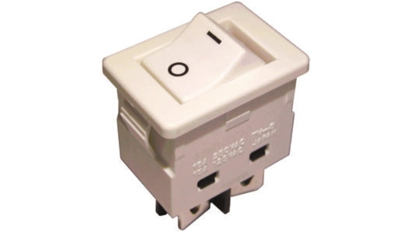 Interruptor de balancín, A8WD-2263, Contacto DPST, On-Ninguno-Off, 16 A, No, Blanco