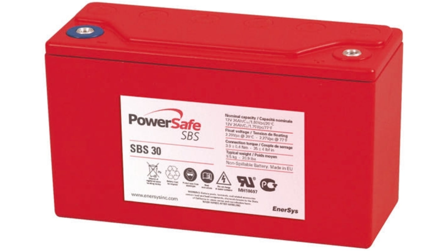 RSAMP3714 Enersys 12V M6 Sealed Lead Acid Battery, 26Ah RS