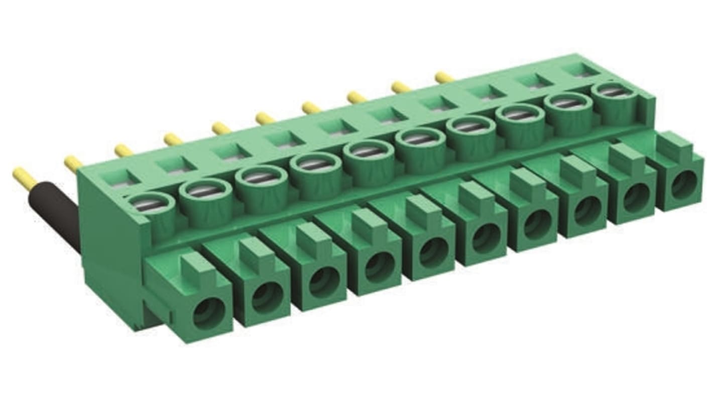 20020004D081B01LF Amphenol FCI NonFused Terminal Block, 8Way, 10A, 26 → 16 AWG Wire, Screw