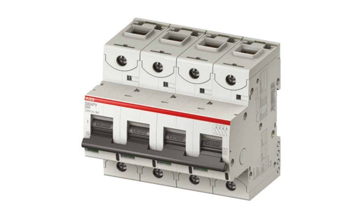 ABB High Performance S800 MCB, 4P, 25A, 1200V DC, 5 kA Breaking Capacity