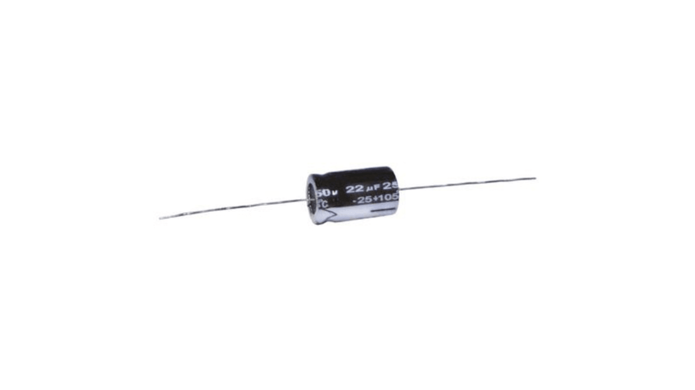 RS PRO 22μF Aluminium Electrolytic Capacitor 100V dc, Axial, Through Hole