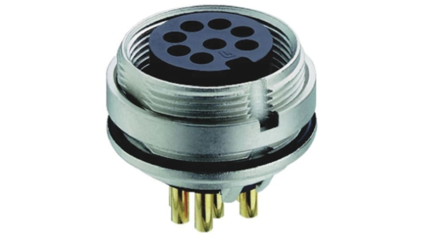 Conector circular Lumberg hembra serie 03 de 8 vías hembra, tamaño carcasa 20, Montaje trasero, IP68