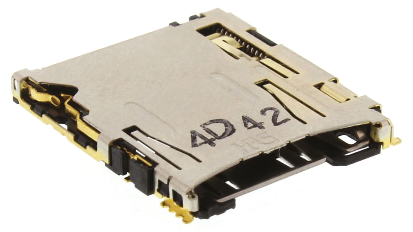 Hirose 8 Way Right Angle Micro SD Memory Card Connector With Solder Termination