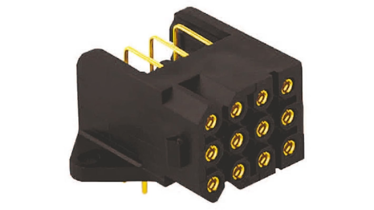 Conector de potencia Souriau SMS Hembra de 12 vías, 220,0 V., 13A, IP40, Montaje en orificio pasante