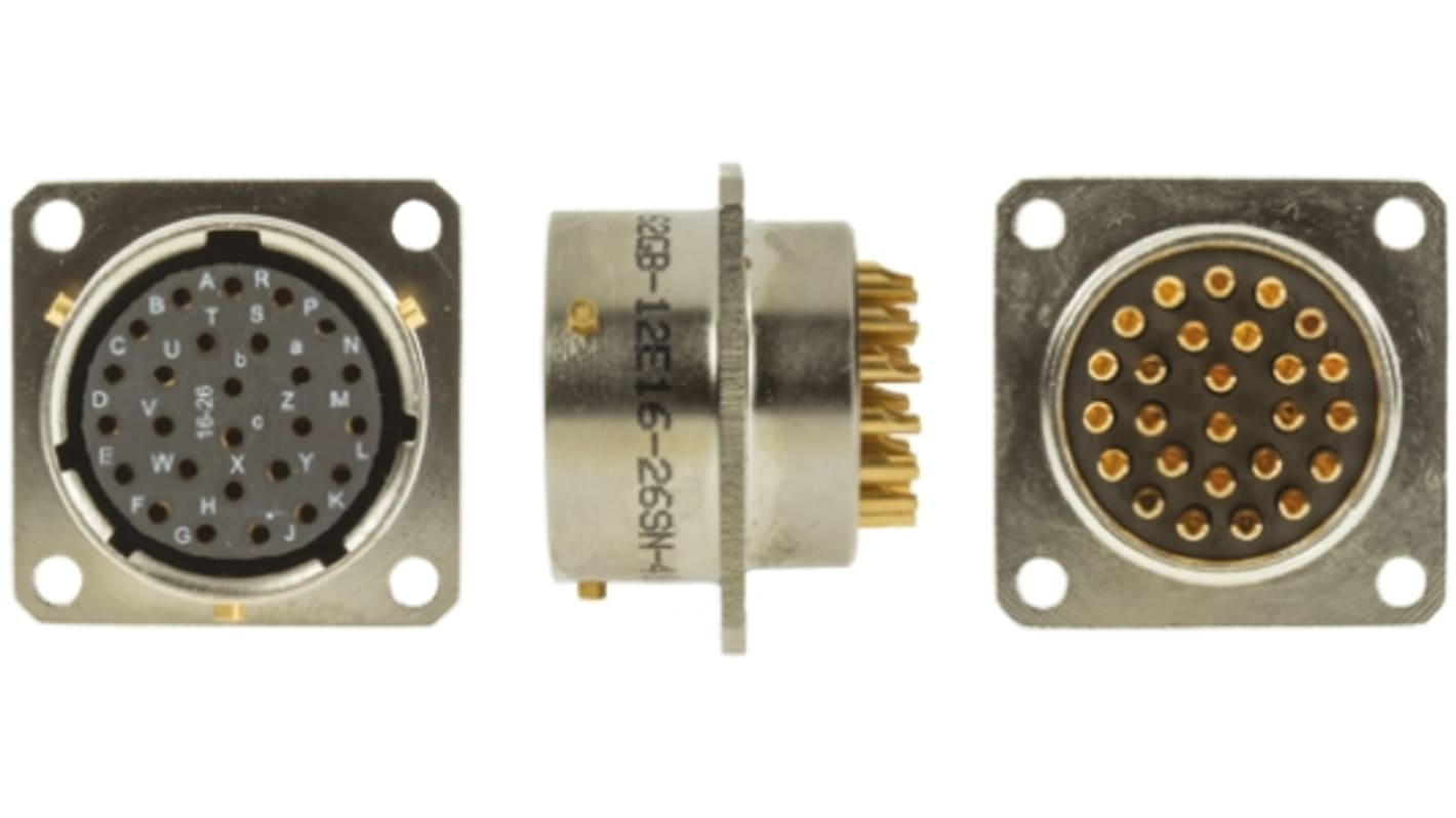 Amphenol Limited, 62GB 26 Way Box Mount MIL Spec Circular Connector Receptacle, Socket Contacts,Shell Size 16, Bayonet