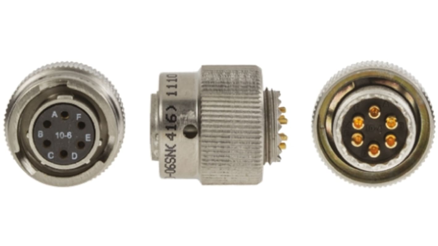 Amphenol Limited MIL規格丸型コネクタ 62GB, シリーズ, オス, 6極 62GB-56T10-06SN(416) | RS