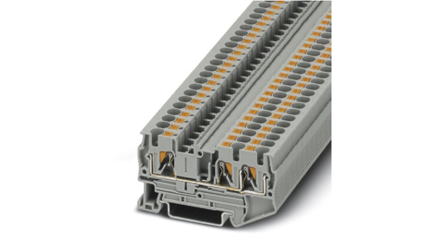 Phoenix Contact PT 4-TWIN Series Grey Feed Through Terminal Block, 0.2 → 6mm², Single-Level, Push In