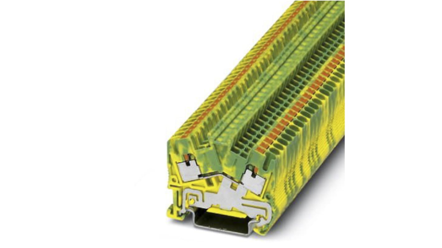 Phoenix Contact Schutzleiterklemme, PTS 2.5-PE, 2-polig, Einstecken-Anschluss, 26 → 12 AWG, Grün/Gelb