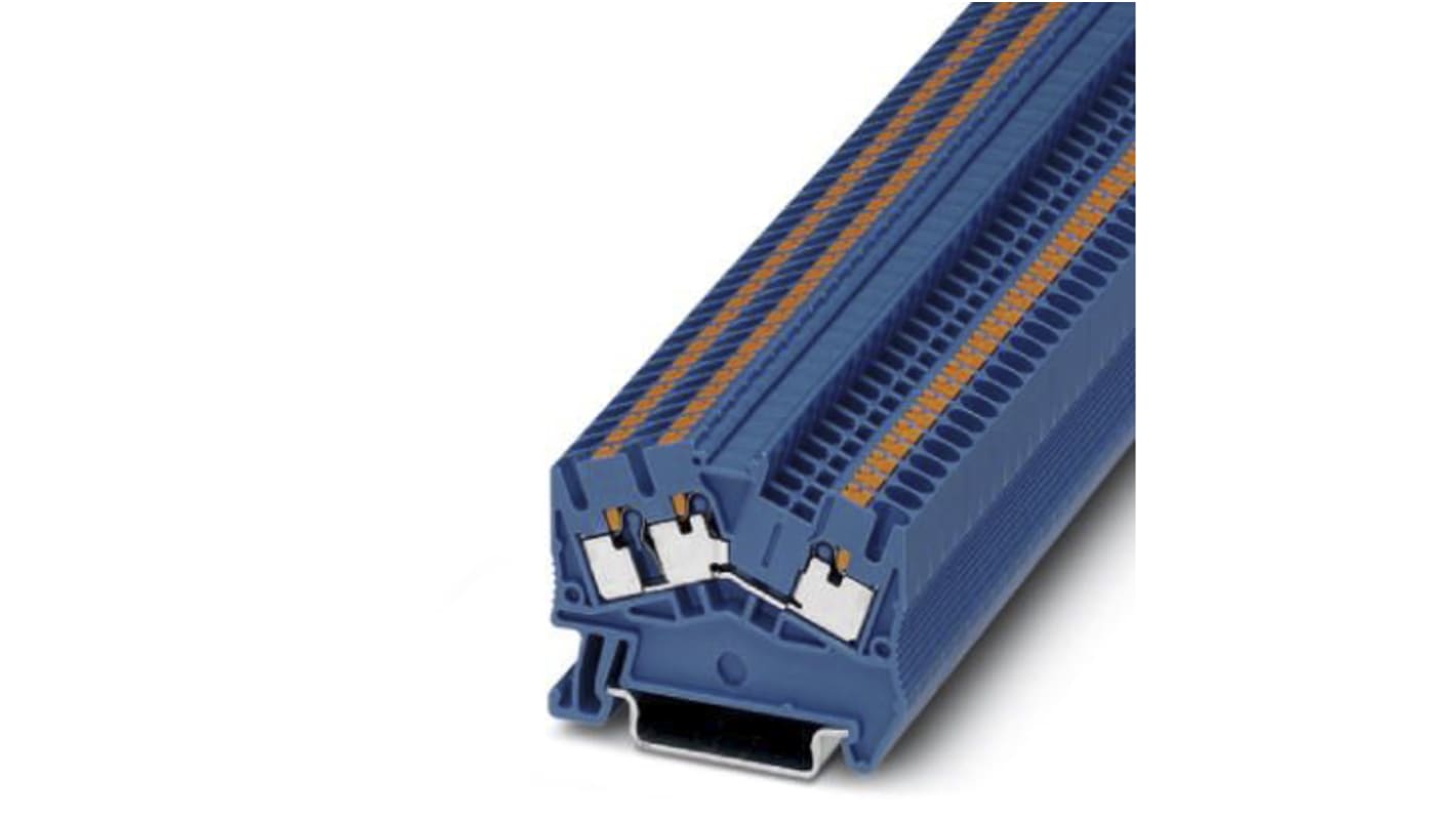 Phoenix Contact PITS 2.5-TWIN BU Series Blue Feed Through Terminal Block, 0.14 → 4mm², Single-Level, Push In