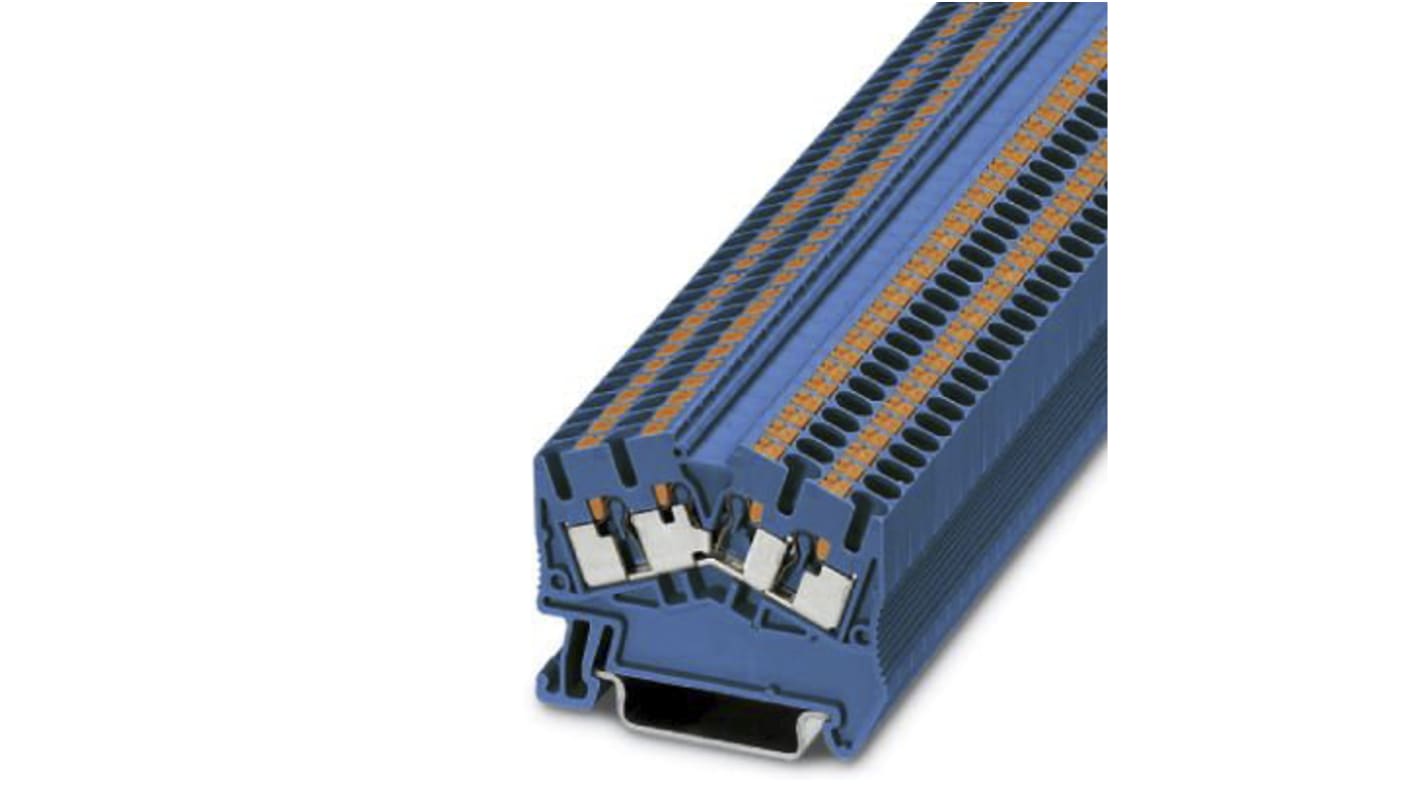 Phoenix Contact PTS 2.5-QUATTRO BU Series Blue Feed Through Terminal Block, 0.14 → 4mm², Single-Level, Push In