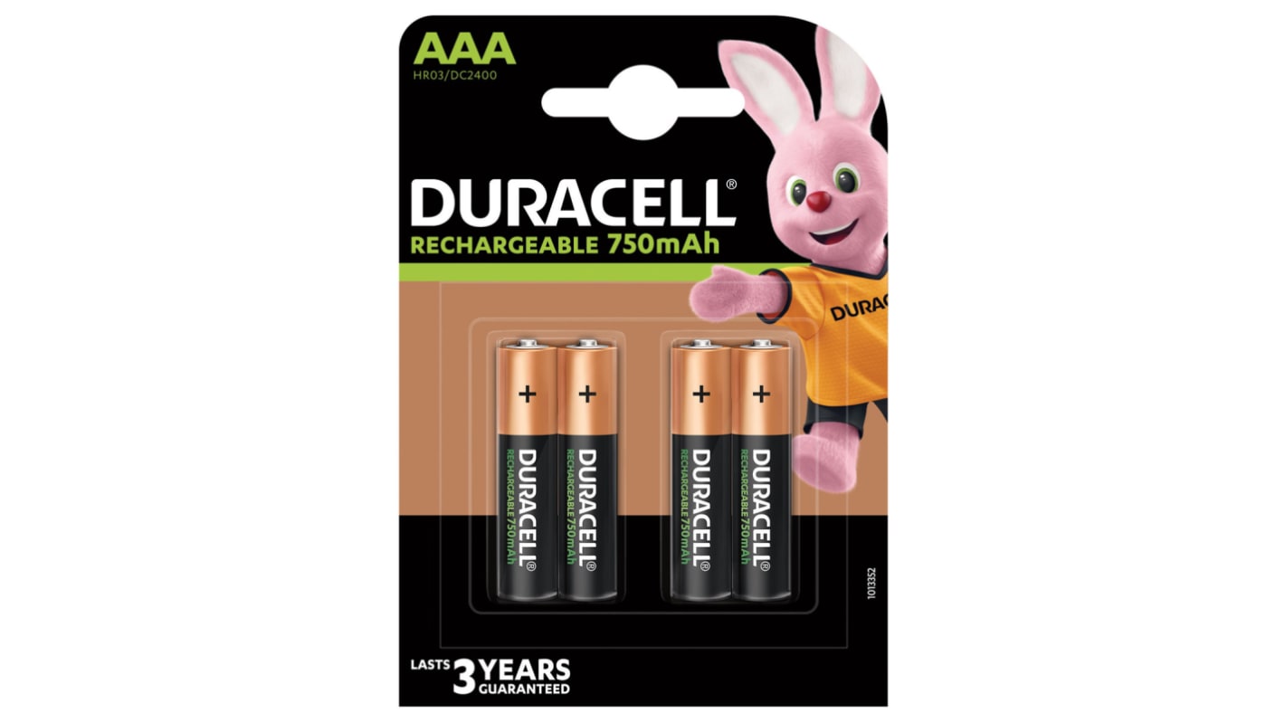 Batteria AAA ricaricabile Duracell, 1.2V, 750mAh, NiMH, terminale Standard