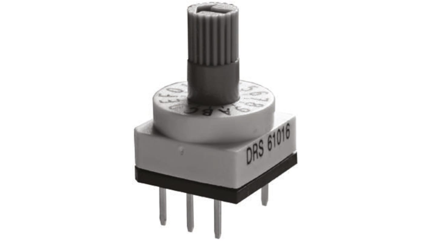 Interruttore DIP DRS61010, 25 mA a 24 V cc, 10 posizioni, attuatore ad Albero rotativo, Foro passante