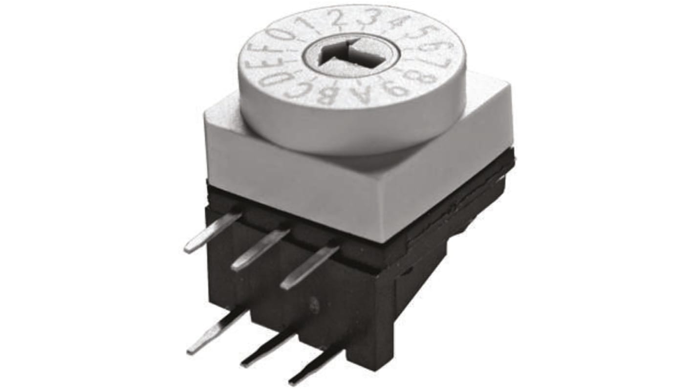 Interruptor DIP, IP67, Montaje en orificio pasante, Actuador Ranurado Giratorio, 25 mA a 24 V dc, 10 vías, -20 →