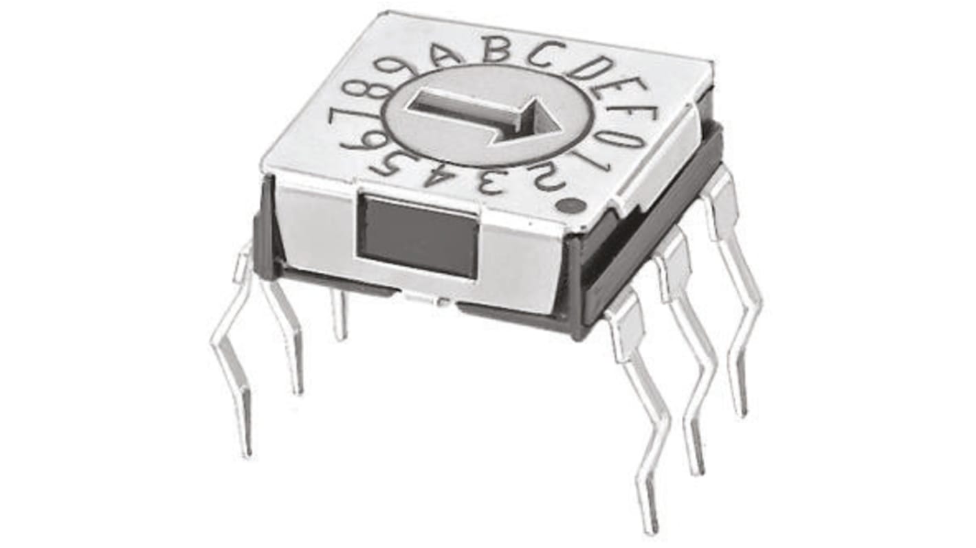 Interruptor DIP, IP67, Montaje en orificio pasante, Actuador Ranurado Giratorio, 100 mA a 5 V dc, 10 vías, -25 →