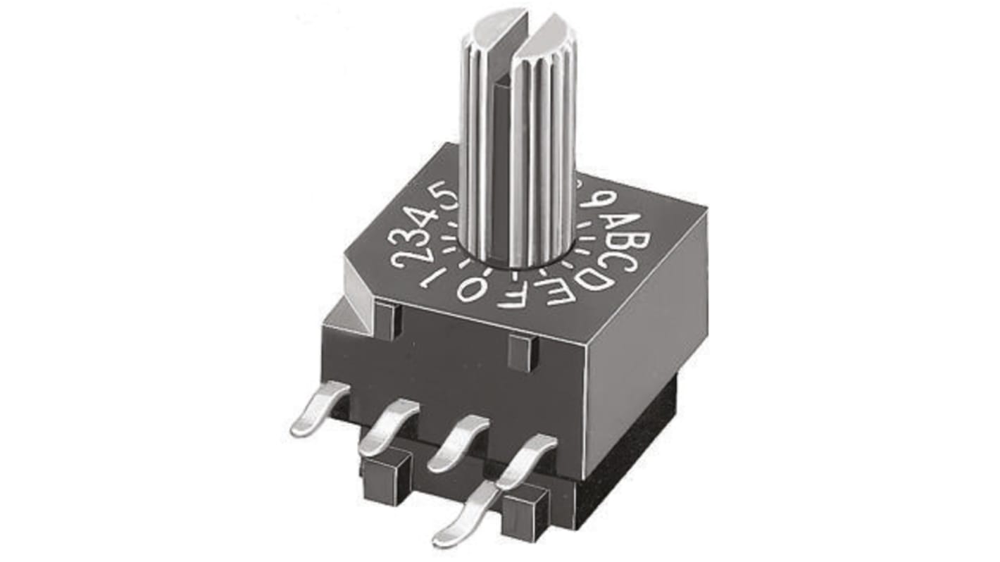 Interruptor DIP, Montaje en orificio pasante, Actuador Eje Giratorio, 30 mA a 15 V dc, 10 vías, -40 → +85°C