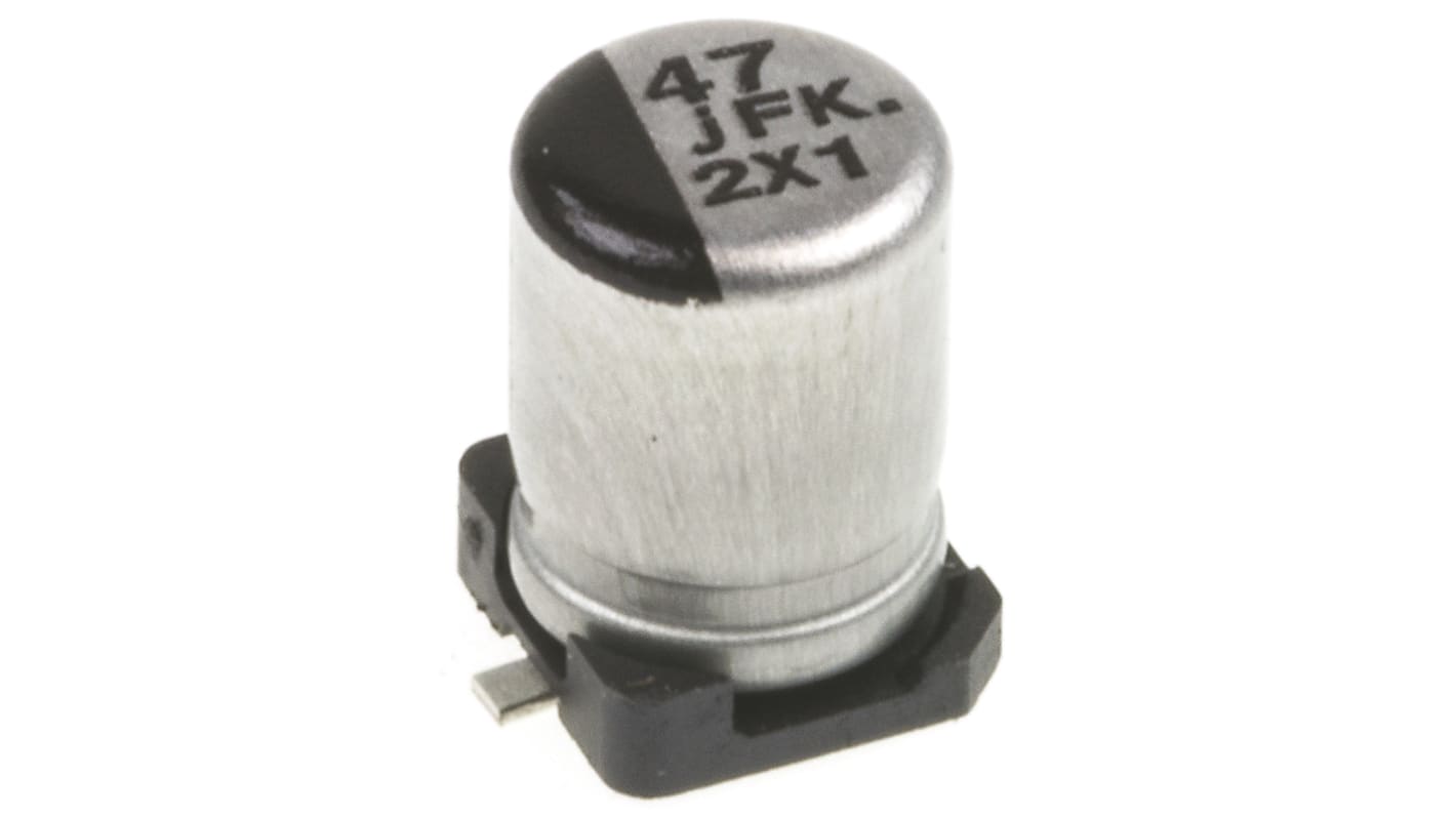 Condensador electrolítico Panasonic serie FK SMD, 47μF, ±20%, 6.3V dc, mont. SMD, 4 (Dia.) x 5.8mm