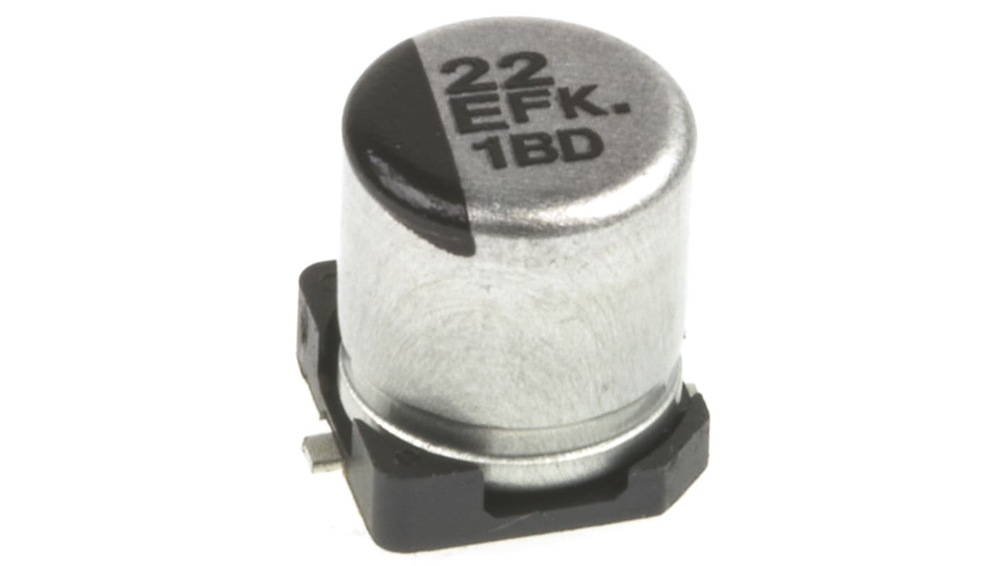 Panasonic , SMD Aluminium-Elektrolyt Kondensator 22μF ±20% / 25V dc, Ø 5mm x 5.8mm, bis 105°C