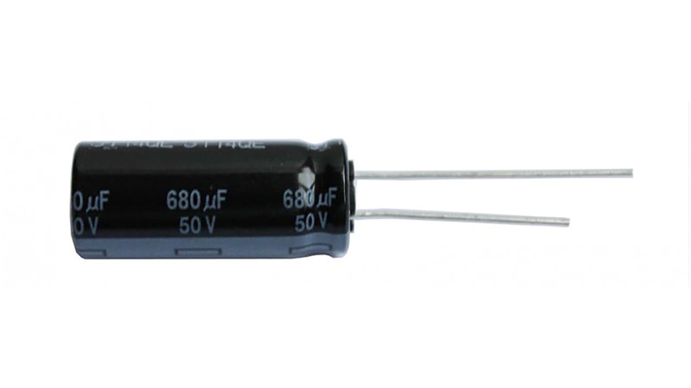 Panasonic , THT Aluminium-Elektrolyt Kondensator 680μF ±20% / 50V dc, Ø 12.5mm x 30mm, bis 105°C