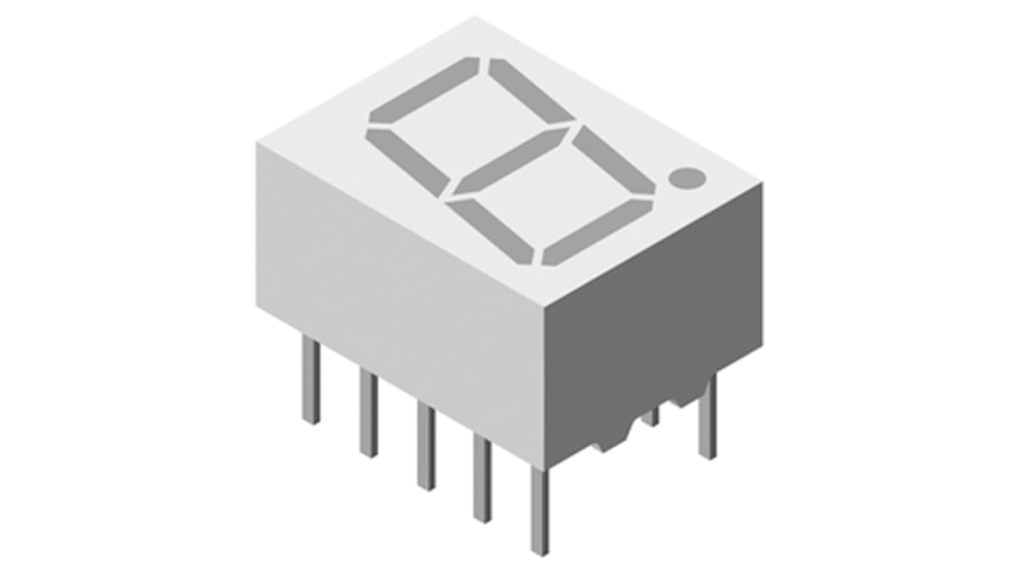 Wyświetlacz diodowy LED 7-segmentowy ze wspólną anodą 6,8 mcd RH DP, Zielony 10mm Vishay 575 nm