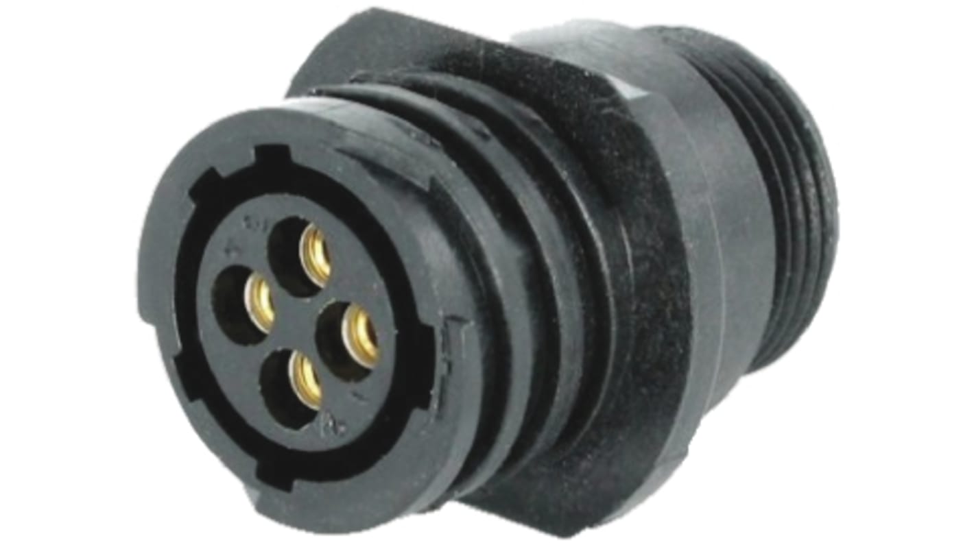 Toughcon Connector, 4 Contacts, Cable Mount, Socket, Female, IP44, IP65, TT Series