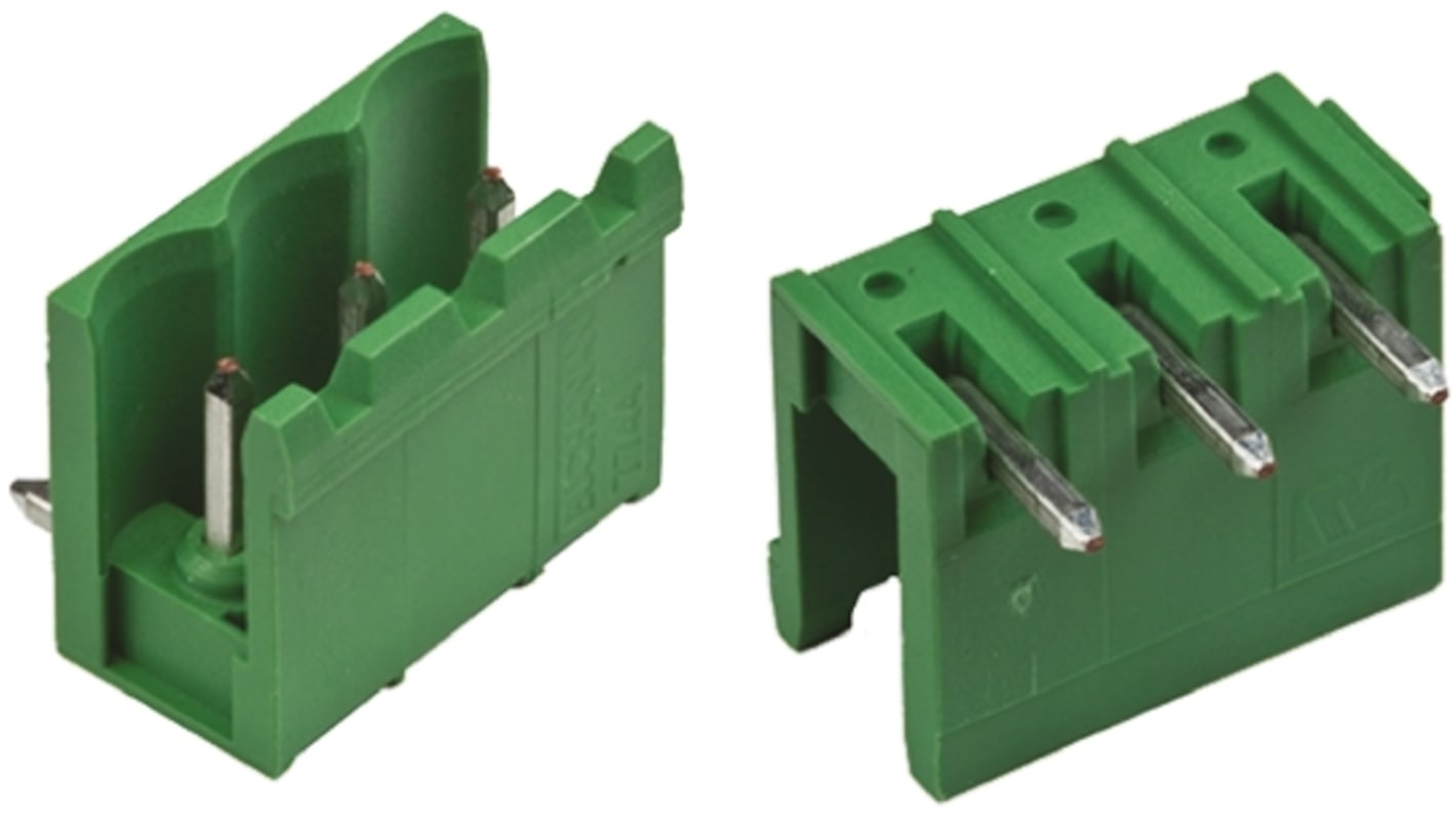 TE Connectivity Buchanan Steckbarer Klemmenblock Header 3-Kontakte 5.08mm-Raster gewinkelt