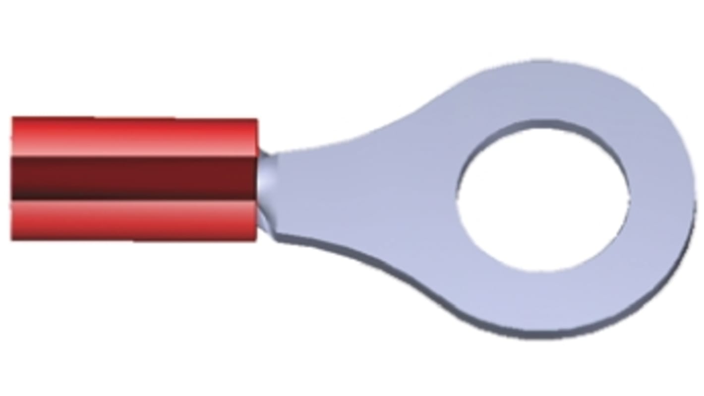 TE Connectivity リングターミナル, 内径：6.73mm, スタッド径：M6 (1/4), 赤 2-320571-4