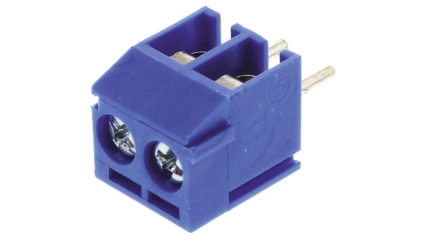 TE Connectivity Buchanan Series PCB Terminal Block, 2-Contact, 3.5mm Pitch, Through Hole Mount, 1-Row, Screw Termination