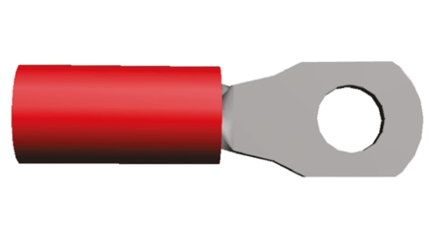 TE Connectivity, PIDG Insulated Ring Terminal, M2.5 Stud Size, 0.25mm² to 1.6mm² Wire Size, Red