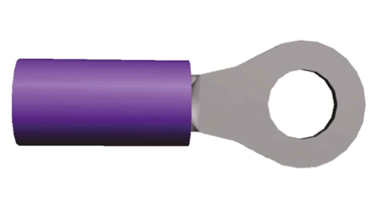 TE Connectivity, PIDG Insulated Ring Terminal, M3.5 Stud Size, 0.4mm² to 0.65mm² Wire Size, Purple, Red