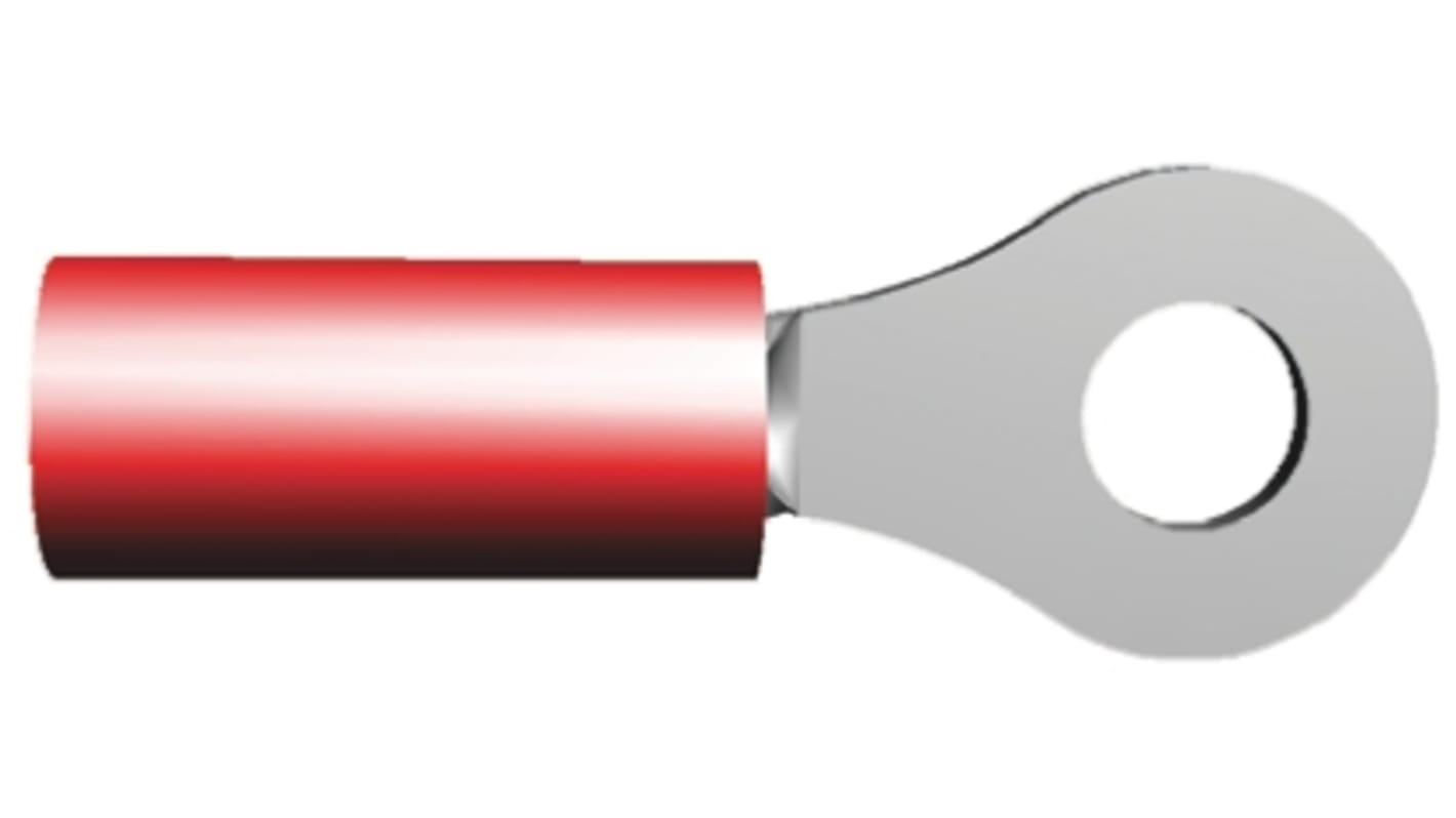 TE Connectivity, PIDG Insulated Ring Terminal, M3.5 Stud Size, 0.26mm² to 1.65mm² Wire Size, Red