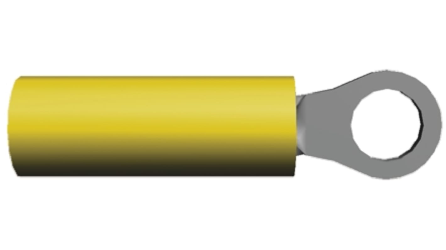 TE Connectivity, PIDG Insulated Ring Terminal, M2 (#2) Stud Size, 0.1mm² to 0.3mm² Wire Size, Yellow