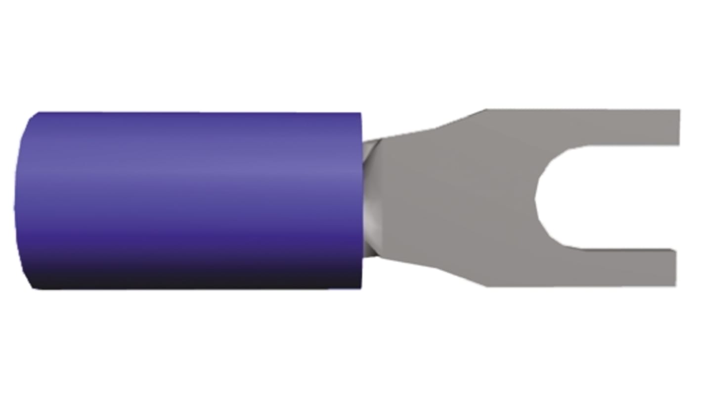 TE Connectivity PIDG Blau Isoliert Gabelkabelschuh B. 6.2mm Nylon, min. 1.25mm², max. 2mm² 16AWG 14AWG