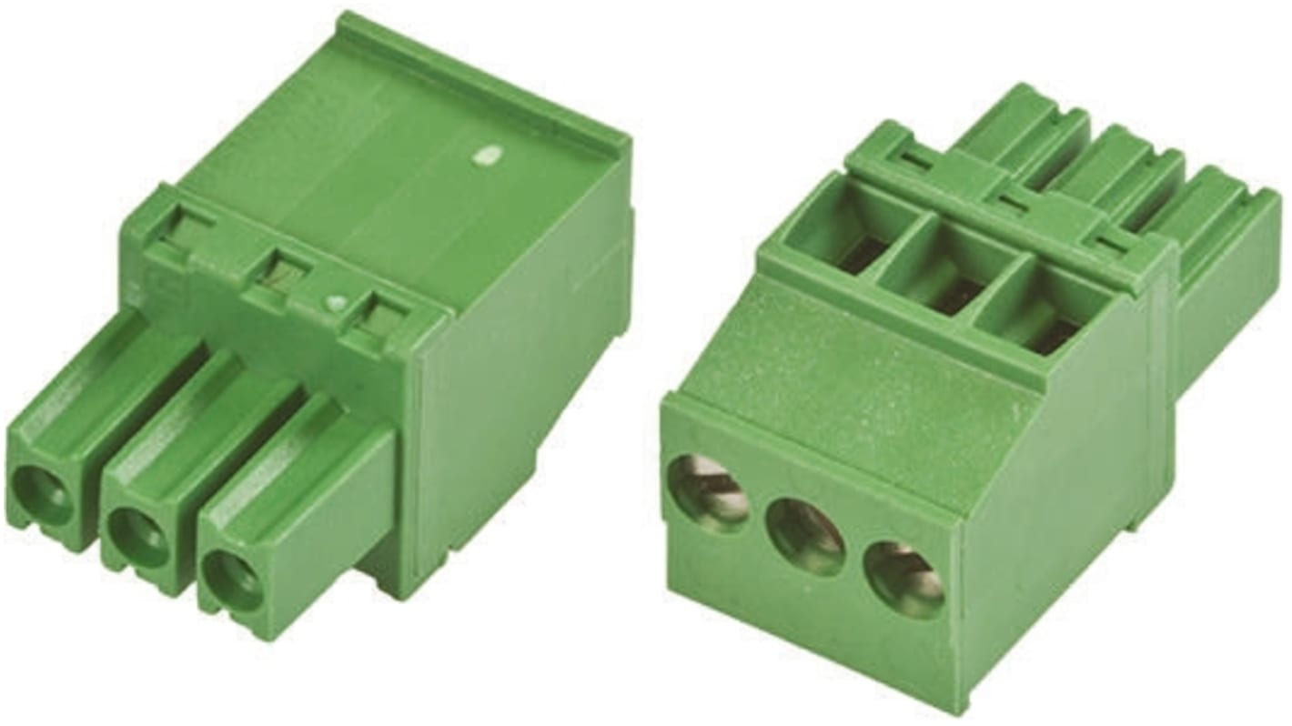 TE Connectivity PCB Terminal Block, 3-Way, 11A, 30 → 14 AWG Wire, Screw Down Termination