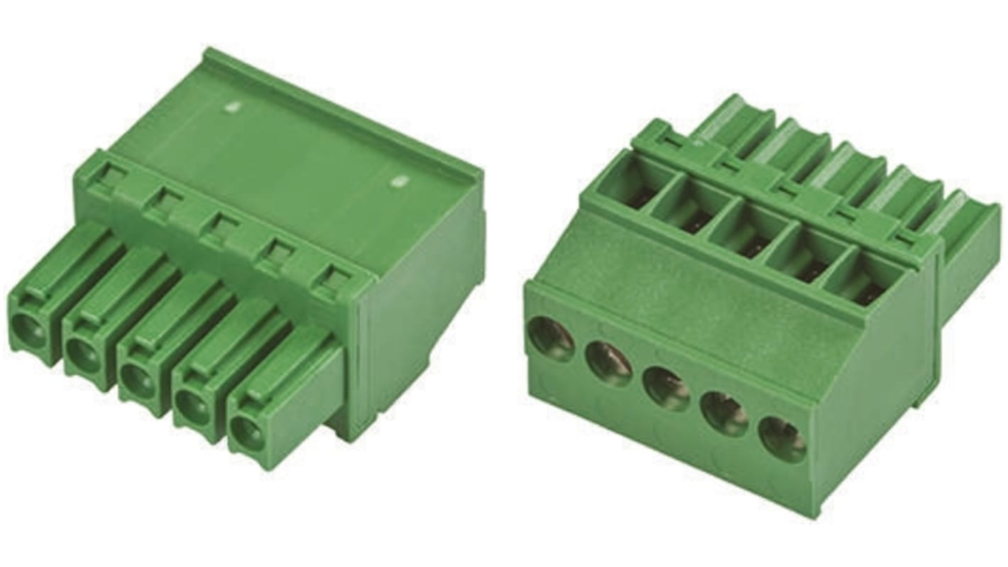 TE Connectivity PCB Terminal Block, 5-Way, 11A, 30 → 14 AWG Wire, Screw Down Termination