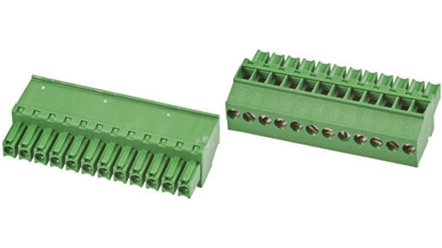 TE Connectivity PCB Terminal Block, 13-Way, 11A, 30 → 14 AWG Wire, Screw Down Termination