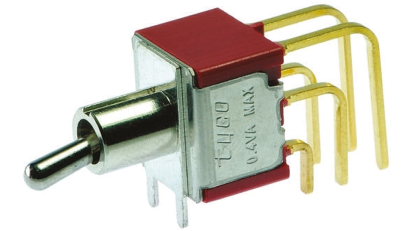 TE Connectivity Toggle Switch, PCB Mount, On-On, DPDT, Through Hole Terminal, 120 V ac, 28V dc