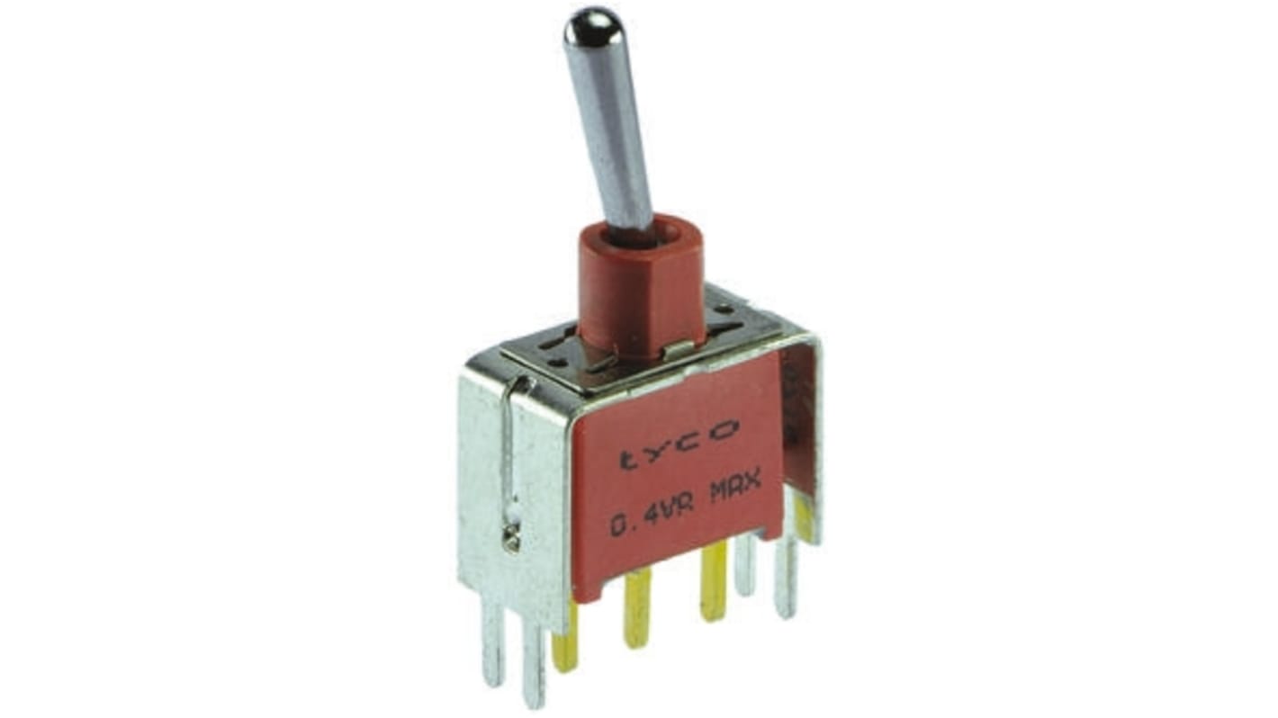 TE Connectivity Toggle Switch, PCB Mount, On-On, SPDT, Through Hole Terminal, 120 V ac, 28V dc